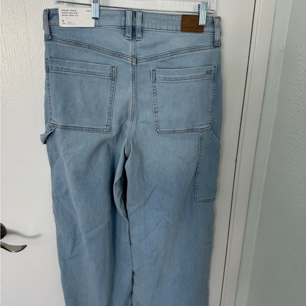 Light Blue Wide-Leg Women's Jeans - Picture 5 of 6